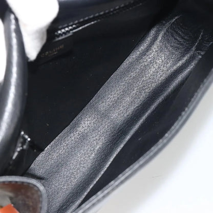 Celine Vintage Flap Leather, Black, Leather, Shoulder Bag
