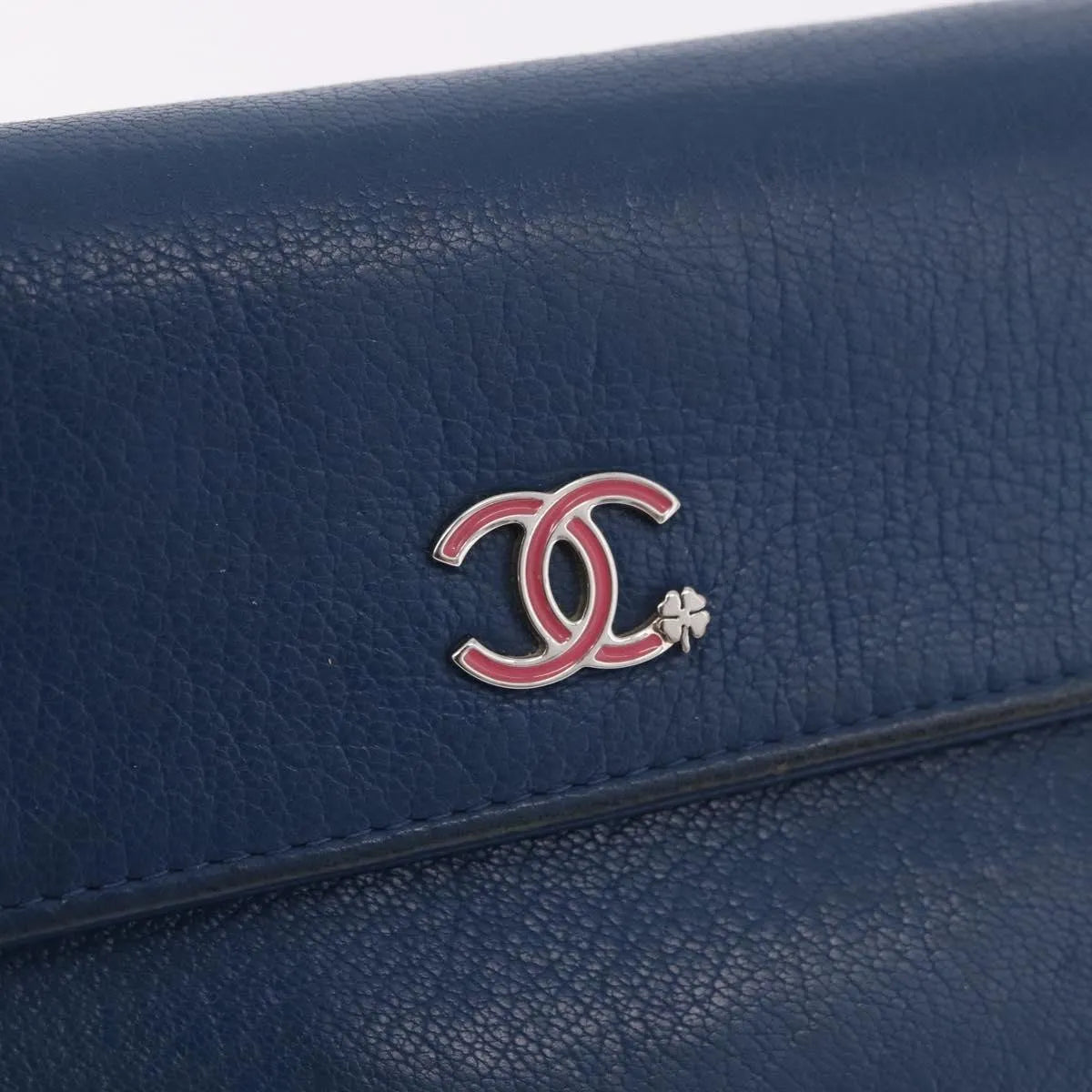 Chanel Lucky Clover Long Flap Wallet Leather, Blue, Leather, Wallet