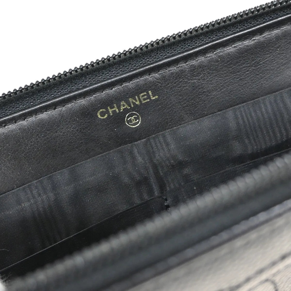 Chanel Portefeuille long CC logo calfskin leather, Black, Leather, Wallet