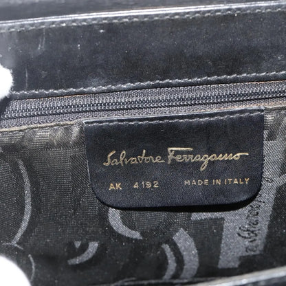 Salvatore Ferragamo Gancini Leather, Black, Leather, Handbag