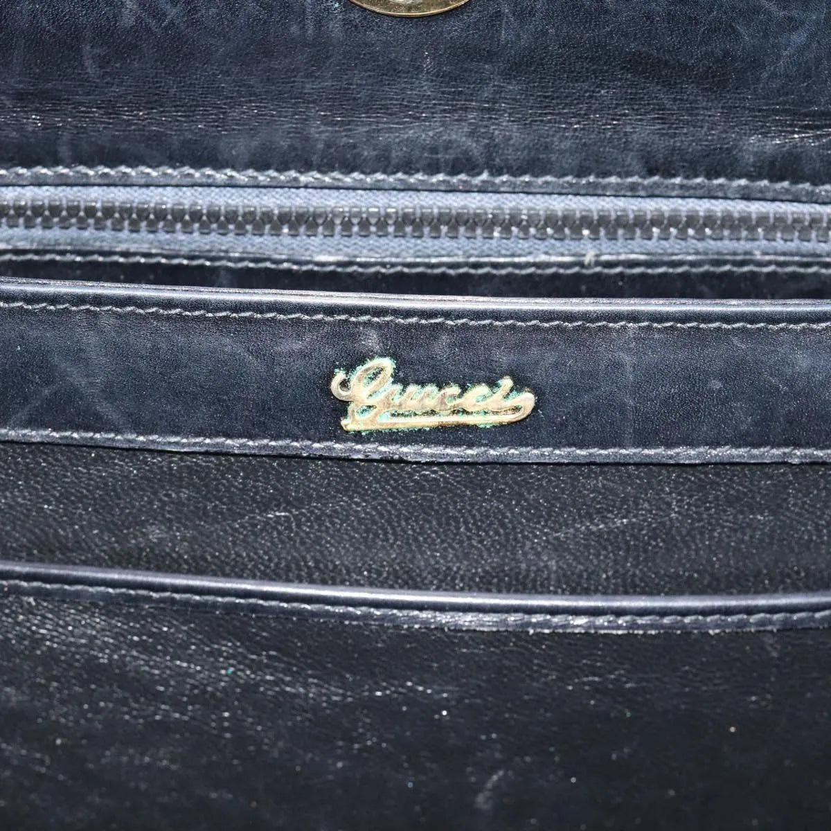 Gucci Vintage Convertible Box Leather, Black, Leather, Handbag