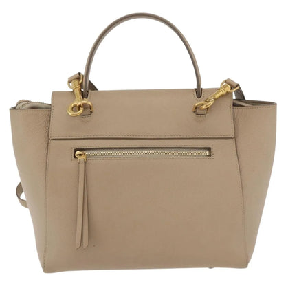 Celine Belt Calfskin, Beige, Leather, Handbag