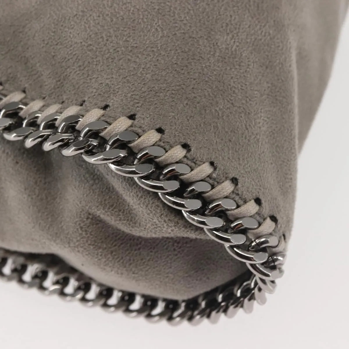 Stella McCartney Falabella Fold Over Faux Suede, Gray, Synthetic, Shoulder Bag