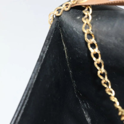 Christian Dior Vintage Chain Flap Leather, Black, Leather, Shoulder Bag
