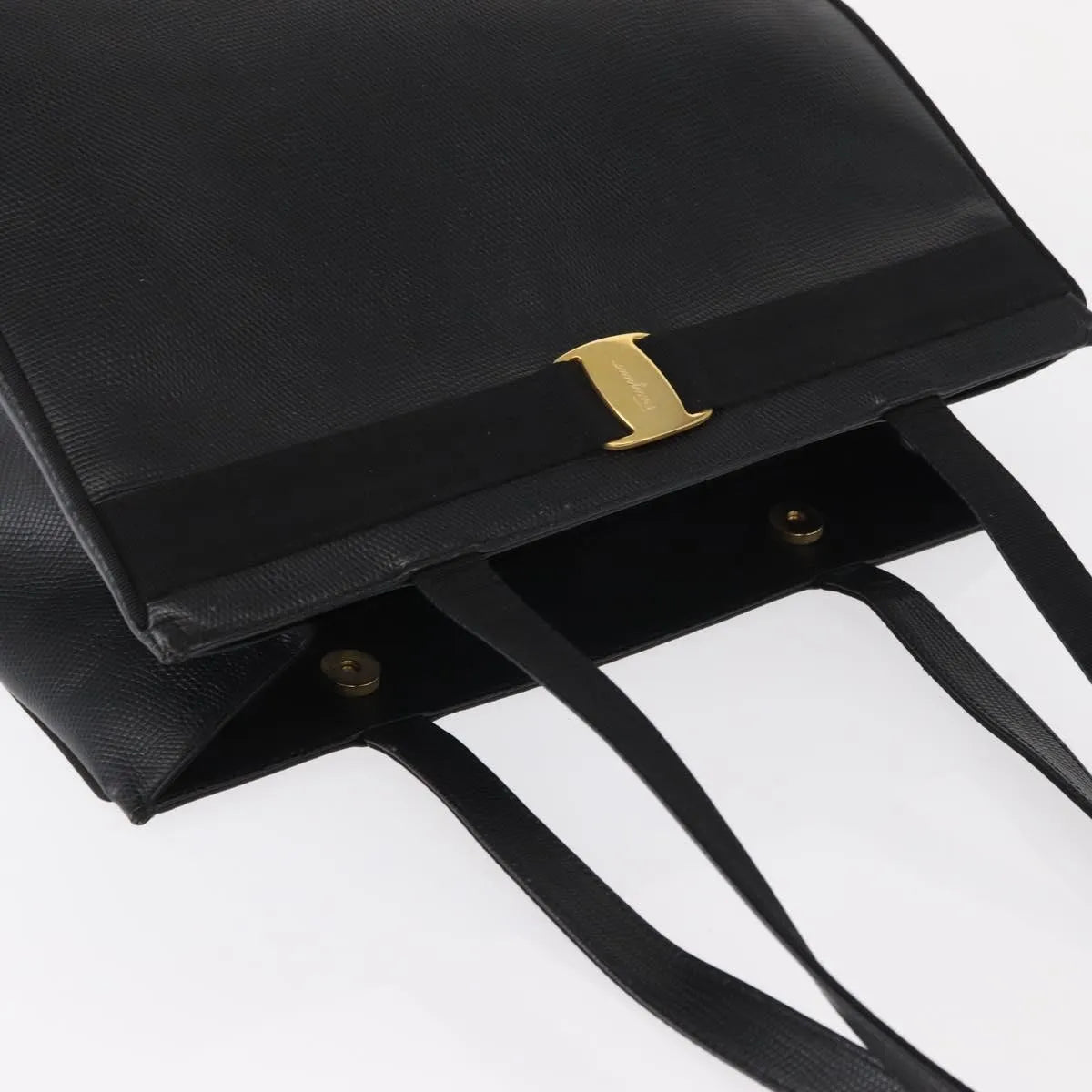 Salvatore Ferragamo Vintage Vara Bow Tote Lizard Embossed Leather, Black, Leather, Tote Bag