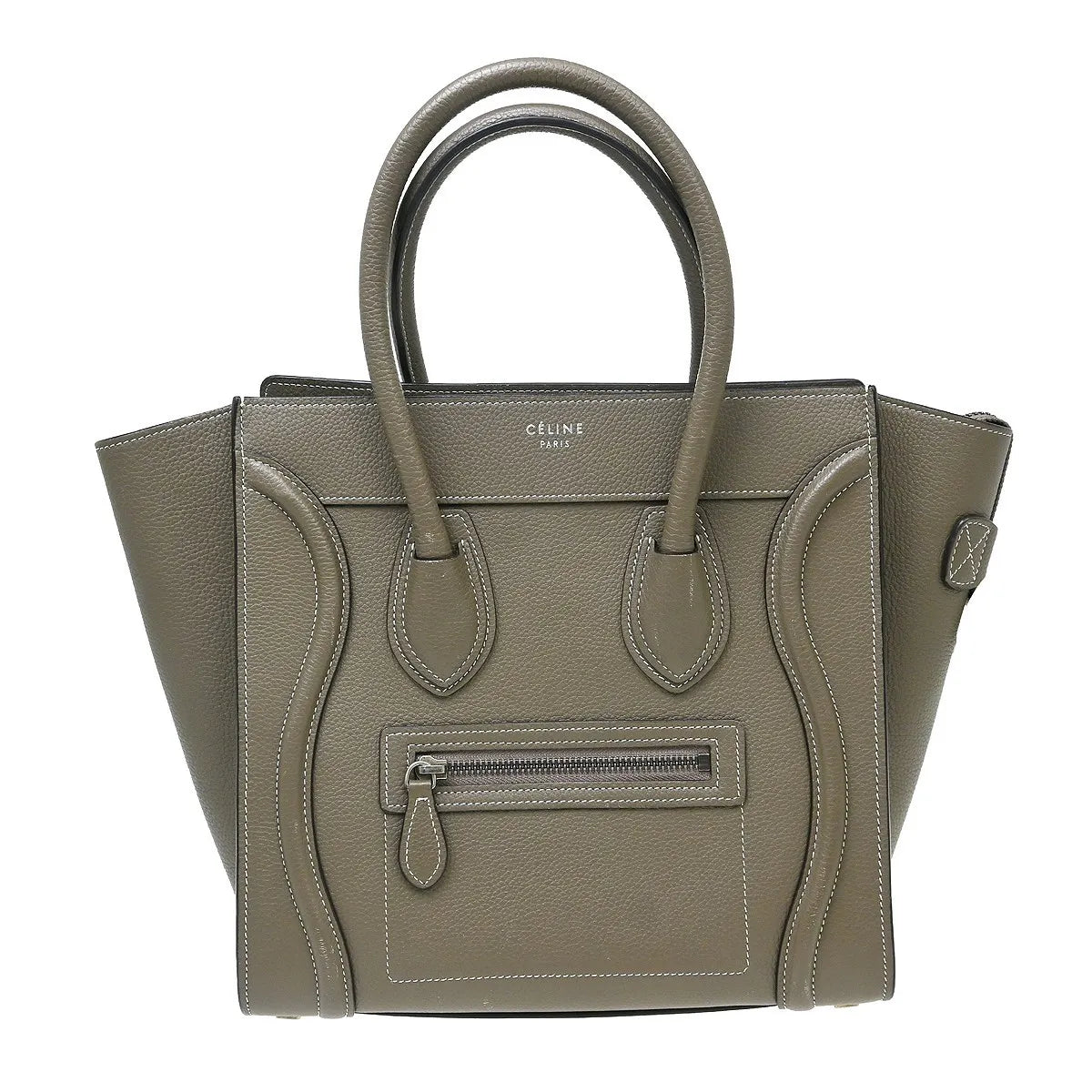 Celine Luggage Grainy Leather, Gray, Leather, Tote Bag