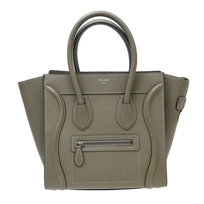Celine Luggage Grainy Leather, Gray, Leather, Tote Bag
