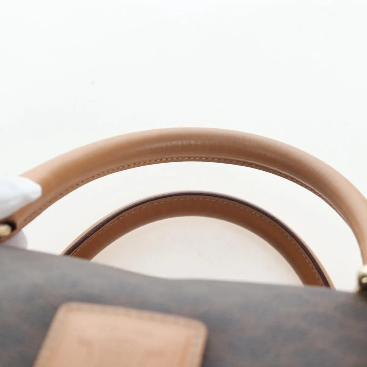 Celine Vintage Macadam Boston Canvas and Leather, Brown, PVC, Handbag