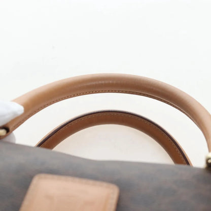 Celine Vintage Macadam Boston Canvas and Leather, Brown, PVC, Handbag