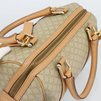 Celine Vintage Macadam Boston Canvas, Beige, Canvas, Handbag