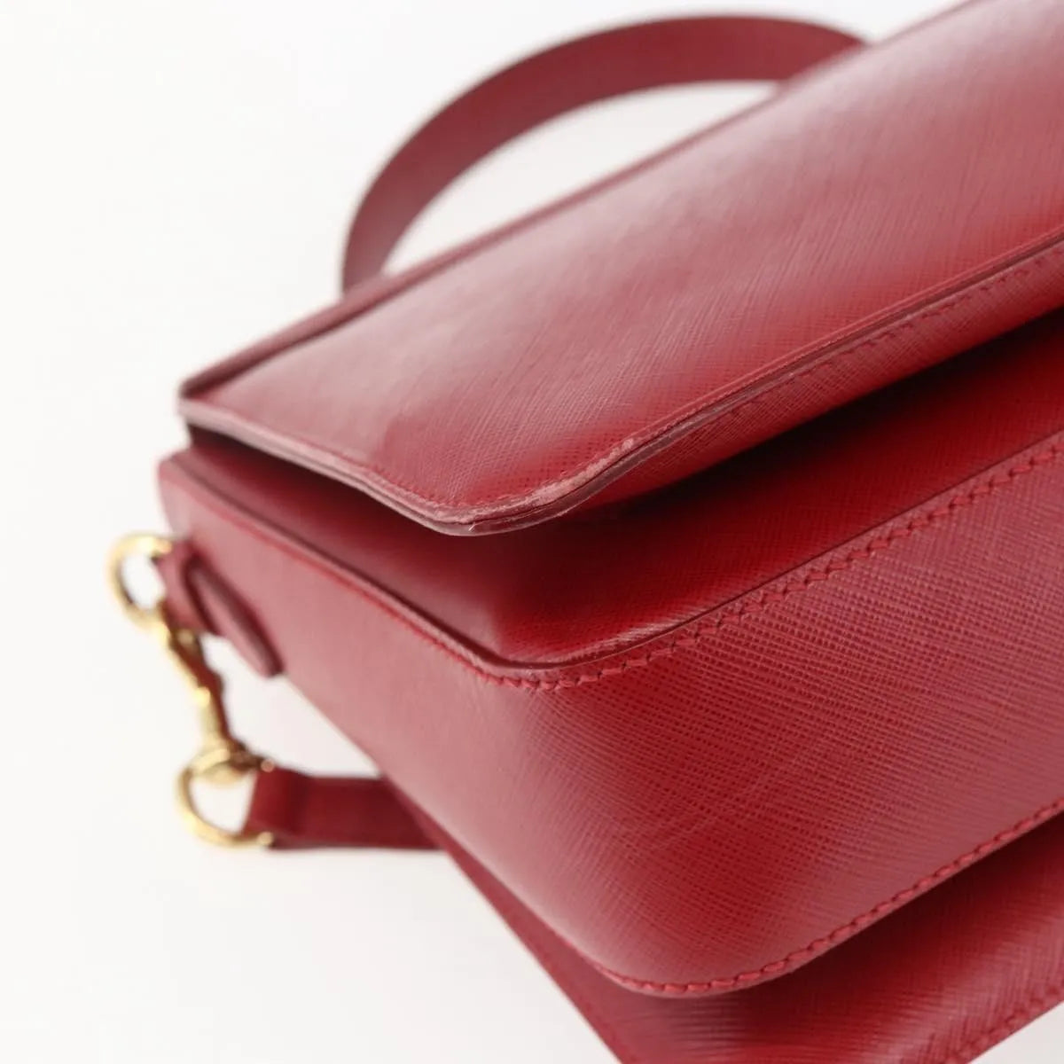 Salvatore Ferragamo Gancini Leather, Red, Leather, Handbag