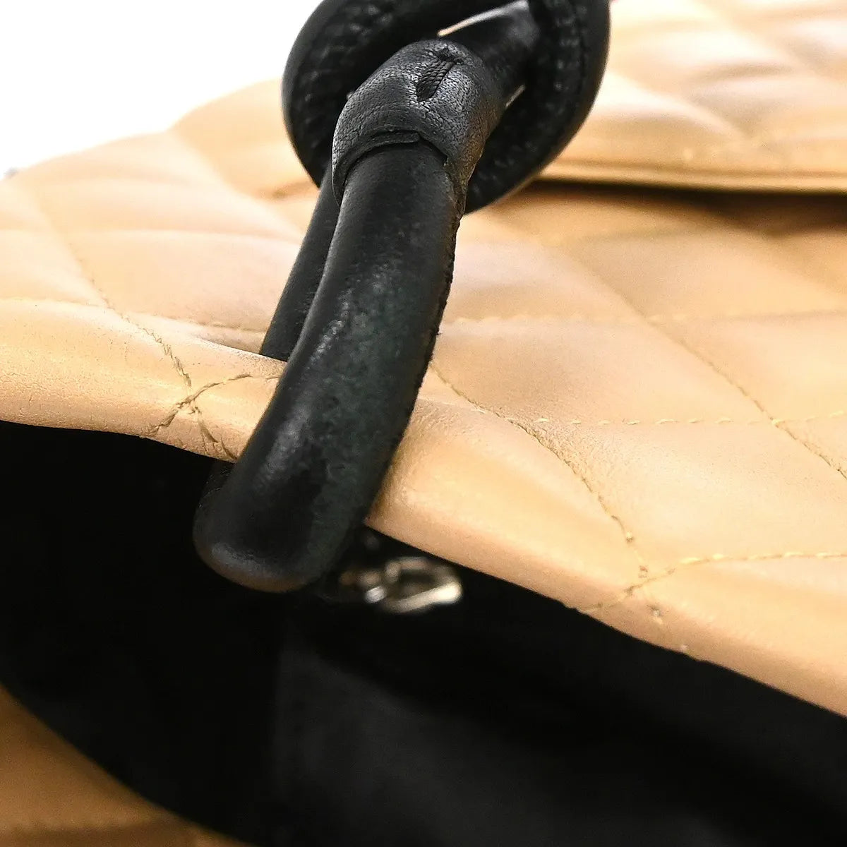 Chanel Cambon Tote Quilted Leather, Beige, Leather, Tote Bag