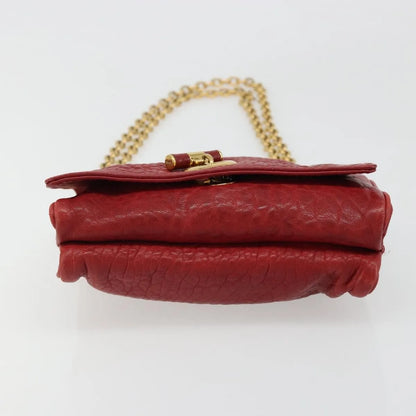 Saint Laurent Chain Leather, Red, Leather, Shoulder Bag