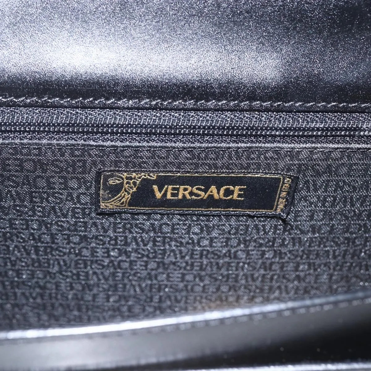 Versace Vintage Clutch Leather, Black, Leather, Clutch