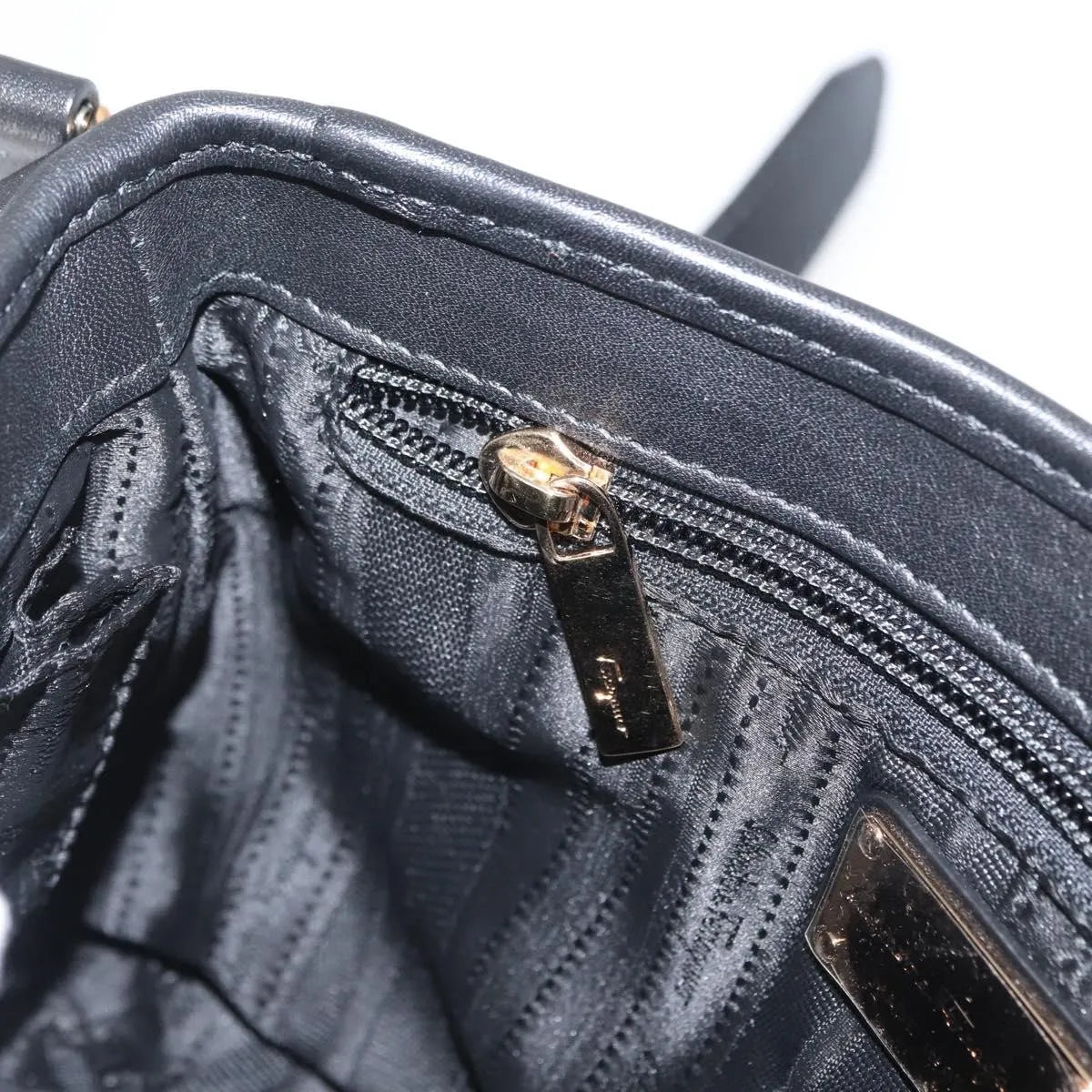 Salvatore Ferragamo Gancini Suede, Black, Suede, Shoulder Bag