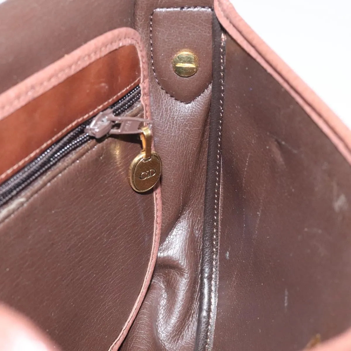 Christian Dior Vintage CD Flap Leather, Brown, Leather, Shoulder Bag