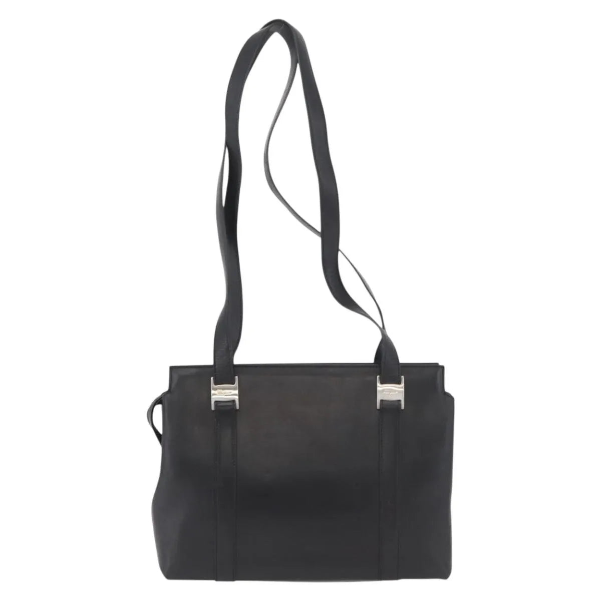 Salvatore Ferragamo Vintage Leather, Black, Leather, Tote Bag
