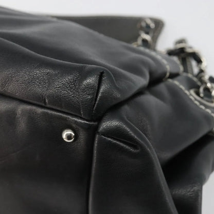 Chanel CC Shoulder Bag Leather, Black, Leather, Handbag