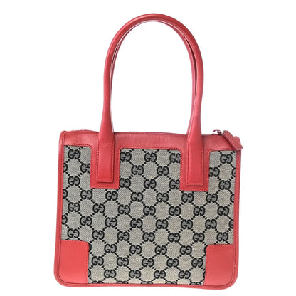 Gucci Vintage Zip Tote GG Canvas with Leather, Gray, Canvas, Tote Bag