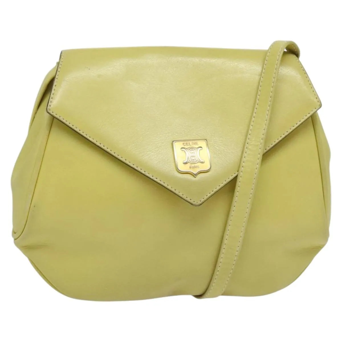 Celine Vintage Leather, Yellow, Leather, Shoulder Bag