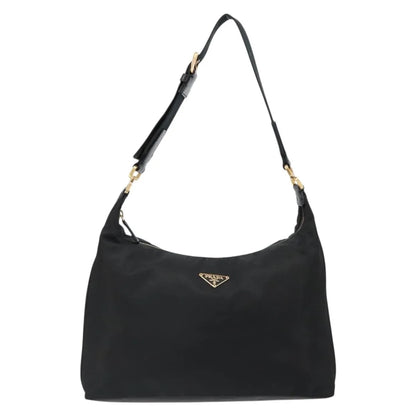 Prada Shoulder Python, Black, Nylon, Shoulder Bag
