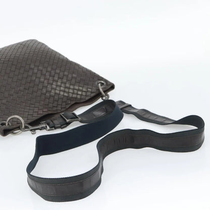 Bottega Veneta Flat Messenger Intrecciato Nappa, Brown, Leather, Crossbody Bag