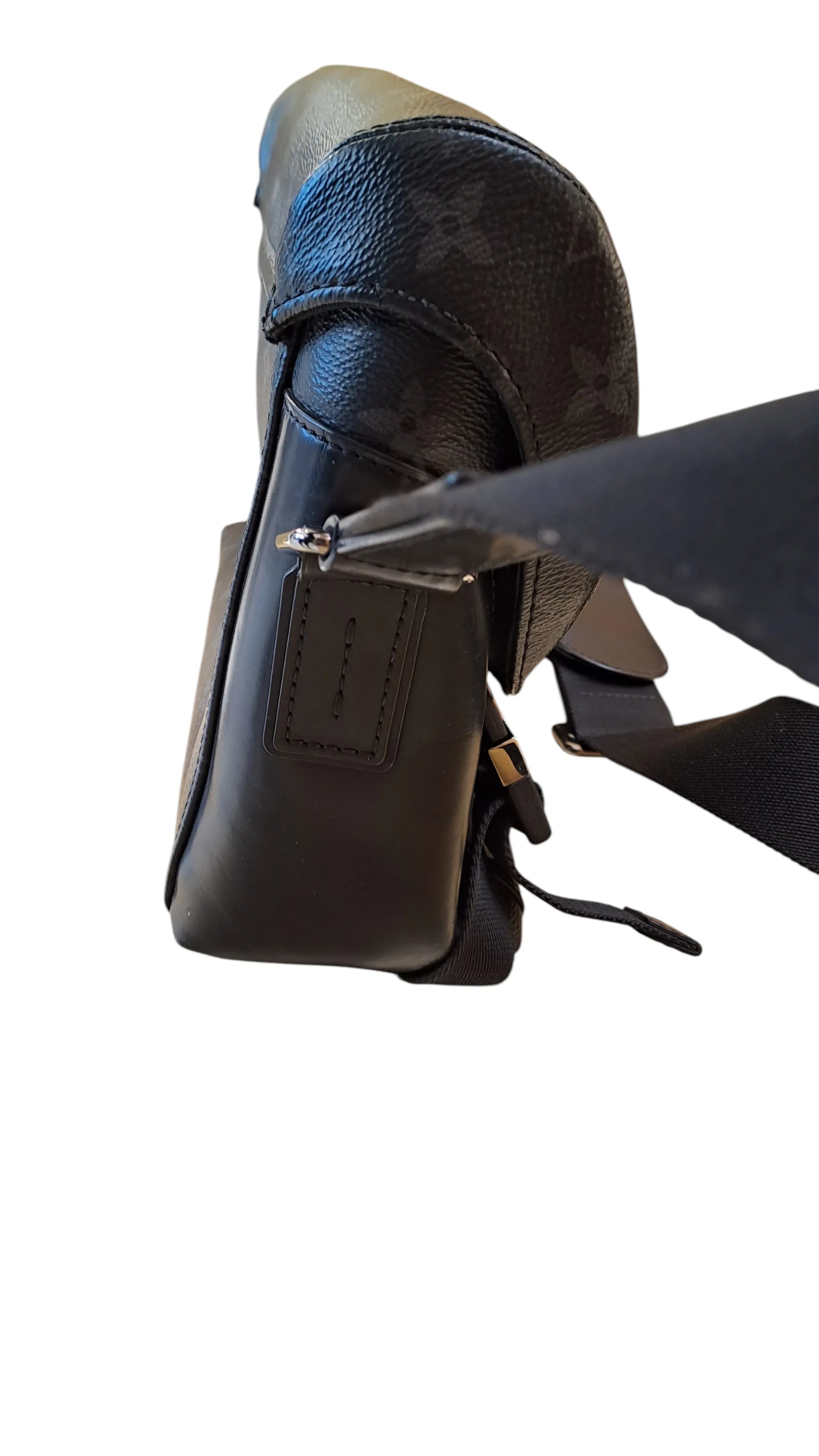 Louis Vuitton Voyager Messenger Monogram Eclipse Canvas, Black, Leather, Handbag
