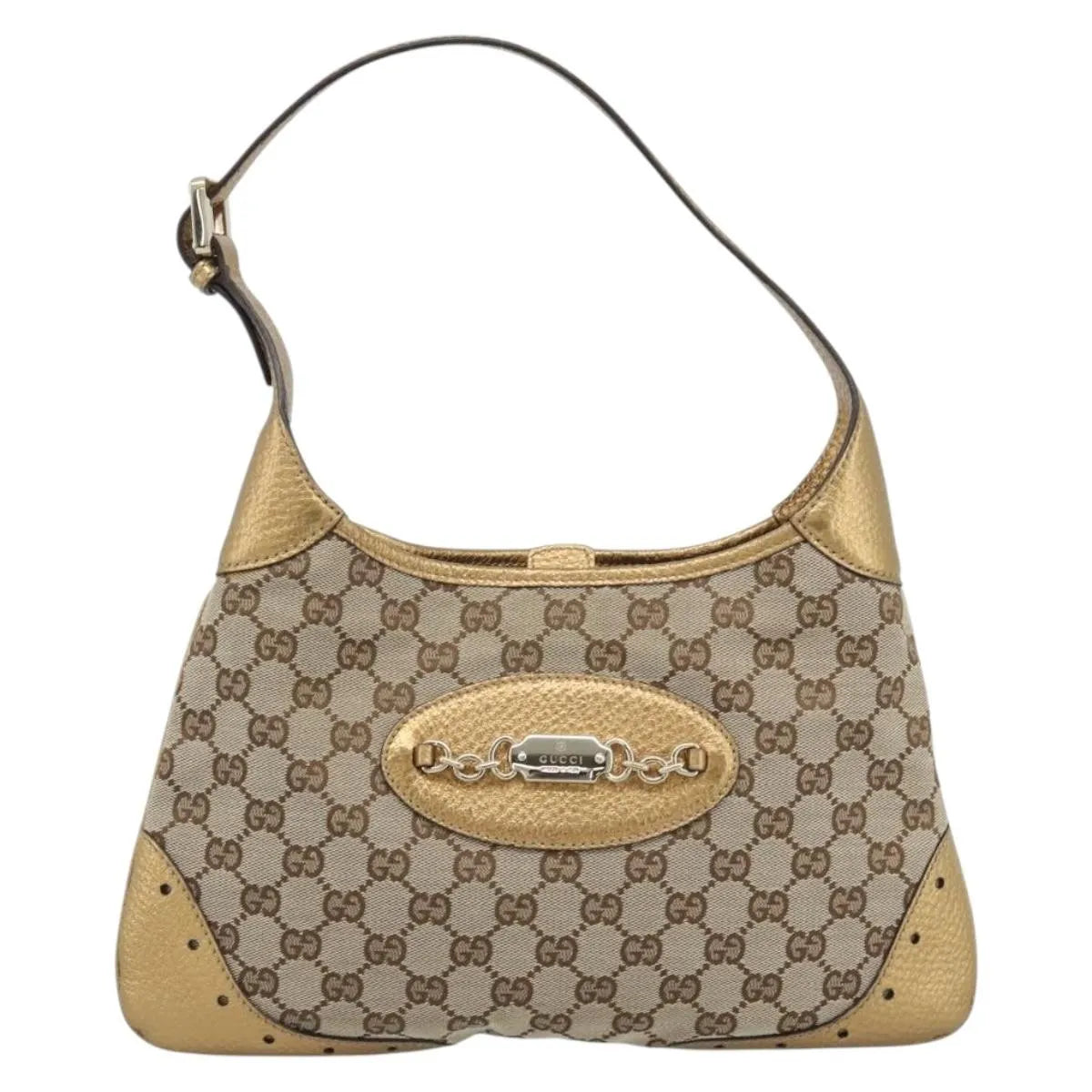 Gucci Vintage Jackie O Chain Hobo GG Canvas, Beige, Canvas, Handbag