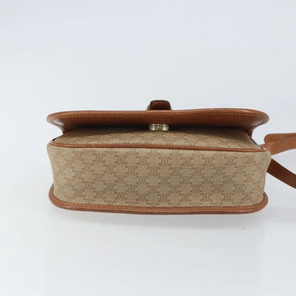 Celine Vintage Macadam Canvas and Leather, Beige, Canvas, Shoulder Bag
