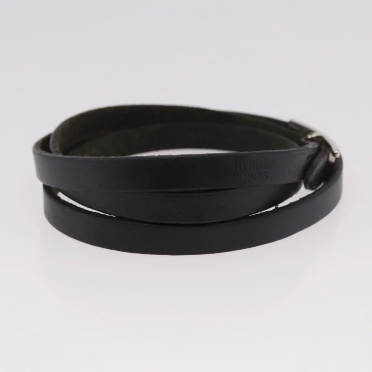 Hermes Hapi 3 Leather with Metal, Black, Leather, Bracelet