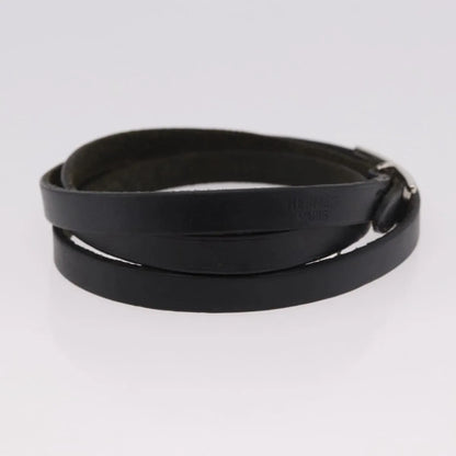 Hermes Hapi 3 Leather with Metal, Black, Leather, Bracelet