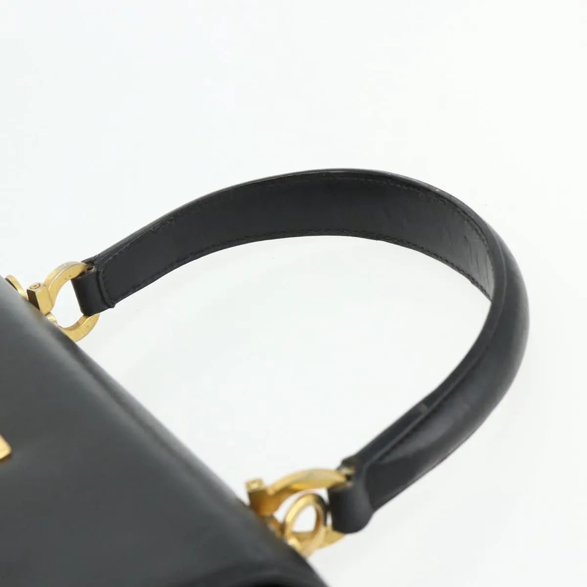 Salvatore Ferragamo Gancini Leather, Black, Leather, Handbag
