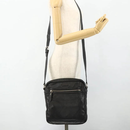 Gucci Front Zip Messenger Guccissima Leather, Black, Leather, Shoulder Bag