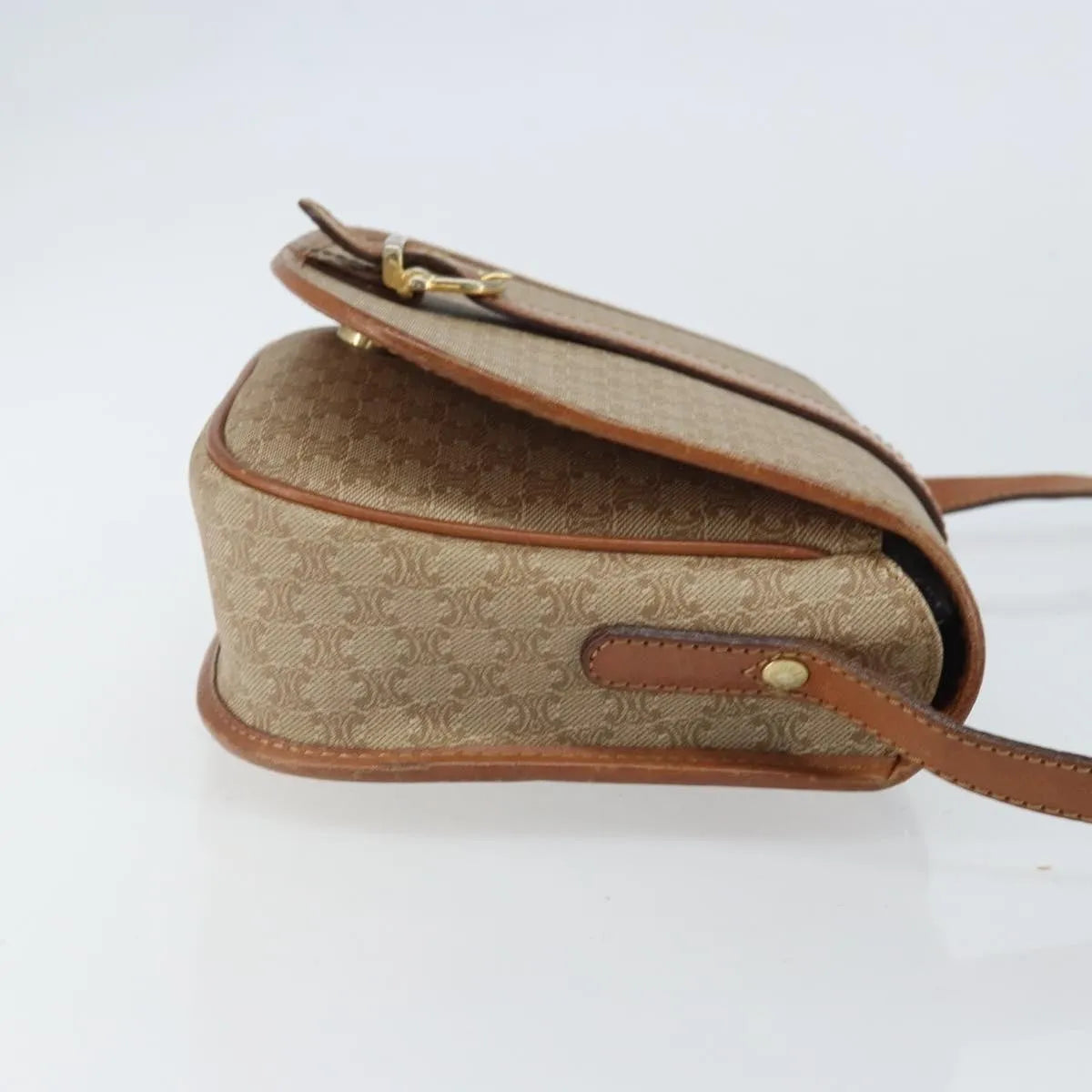 Celine Vintage Macadam Canvas and Leather, Beige, Canvas, Shoulder Bag