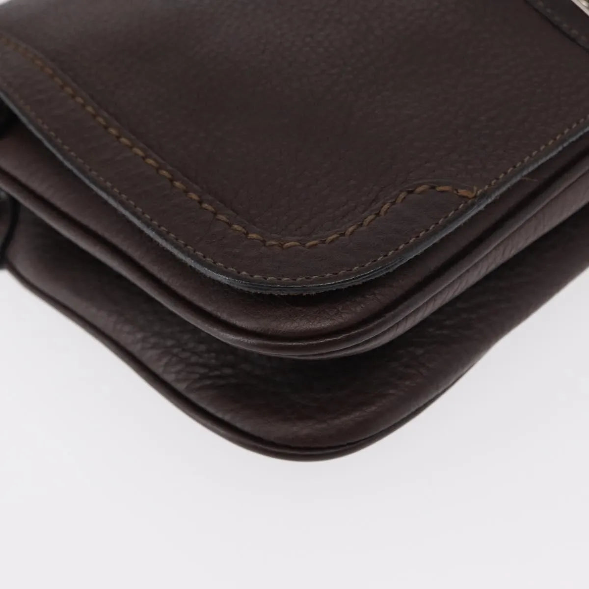 Salvatore Ferragamo Gancini Leather, Brown, Leather, Shoulder Bag