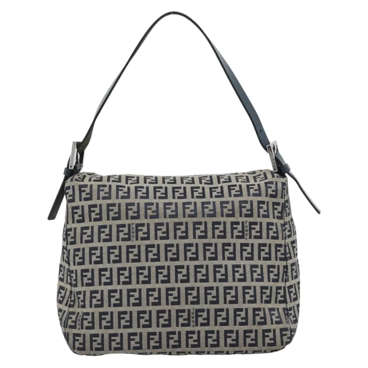 Fendi Zucchino Canvas Mamma Baguette canvas, Navy, Canvas, Shoulder Bag