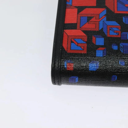 Gucci Flap Printed Coated Canvas, Black, PVC, Shoulder Bag