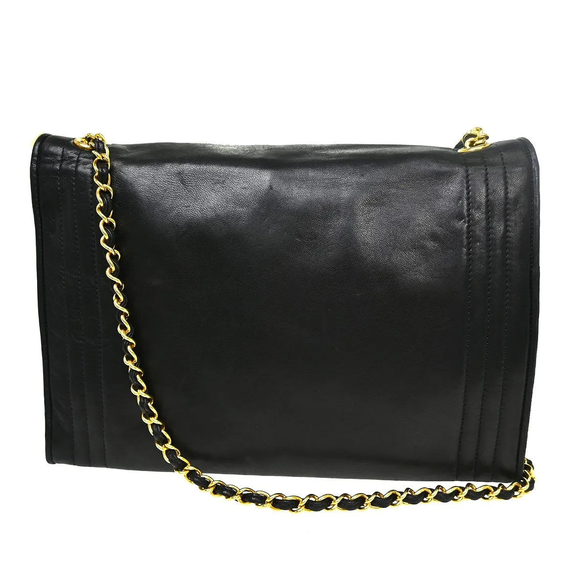 Chanel Vintage CC Envelope Chain Flap Lambskin, Black, Leather, Shoulder Bag