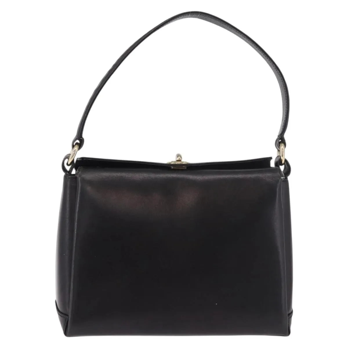 Gucci Vintage Convertible Bamboo Box Leather, Black, Leather, Handbag