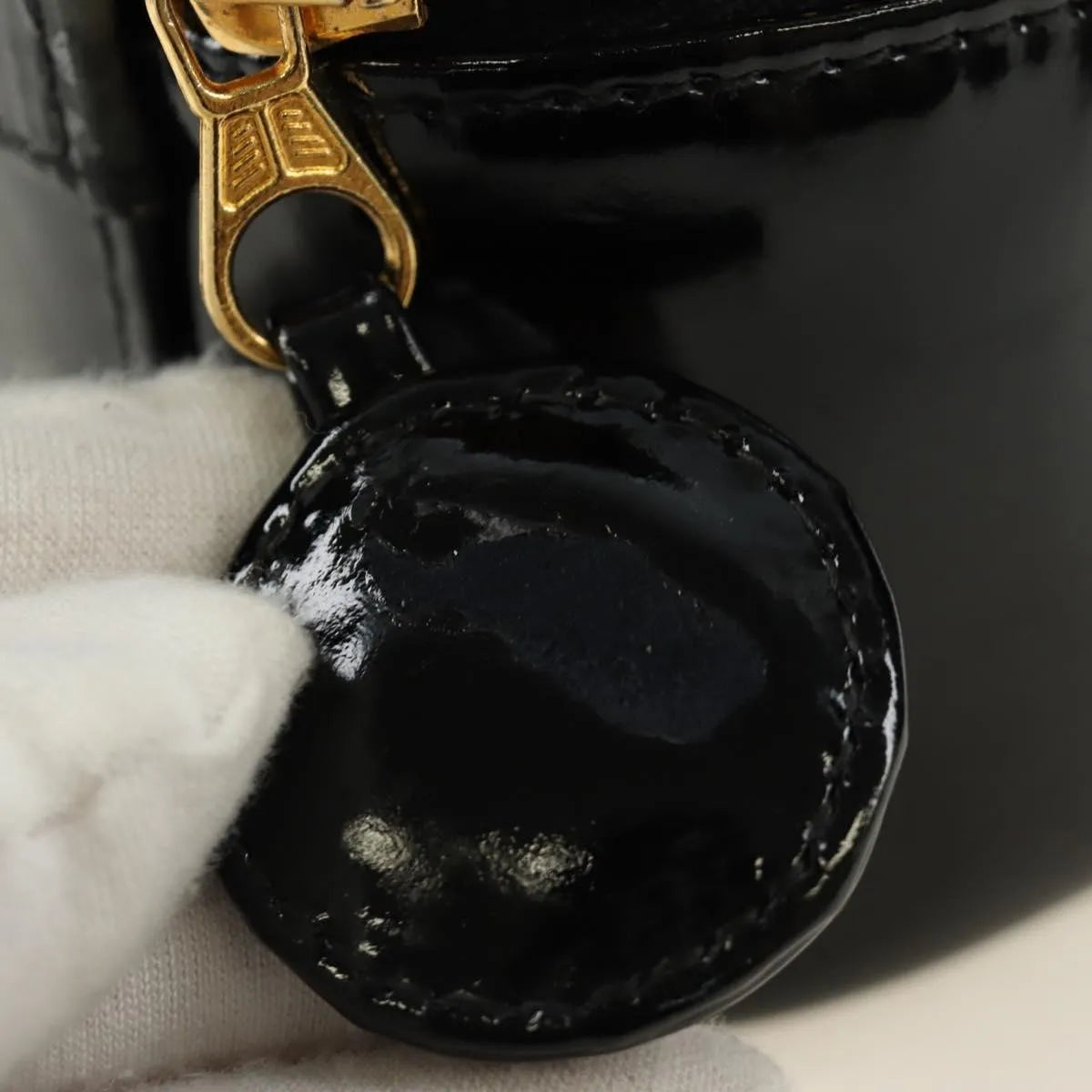 Chanel Vintage Timeless Cosmetic Case Patent, Black, Patent Leather, Handbag