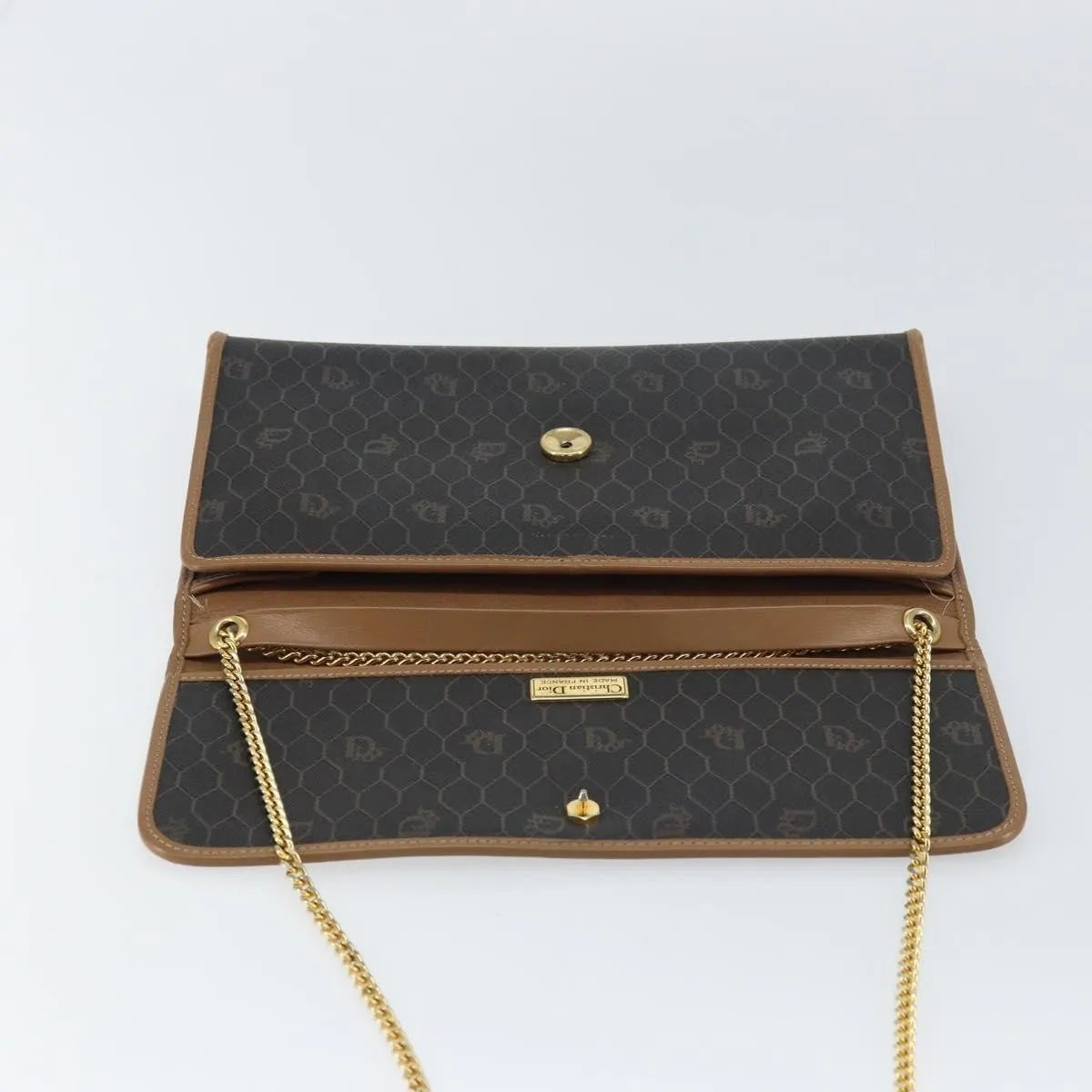 Christian Dior Vintage Honeycomb chain Canvas, Black, Canvas, Shoulder Bag