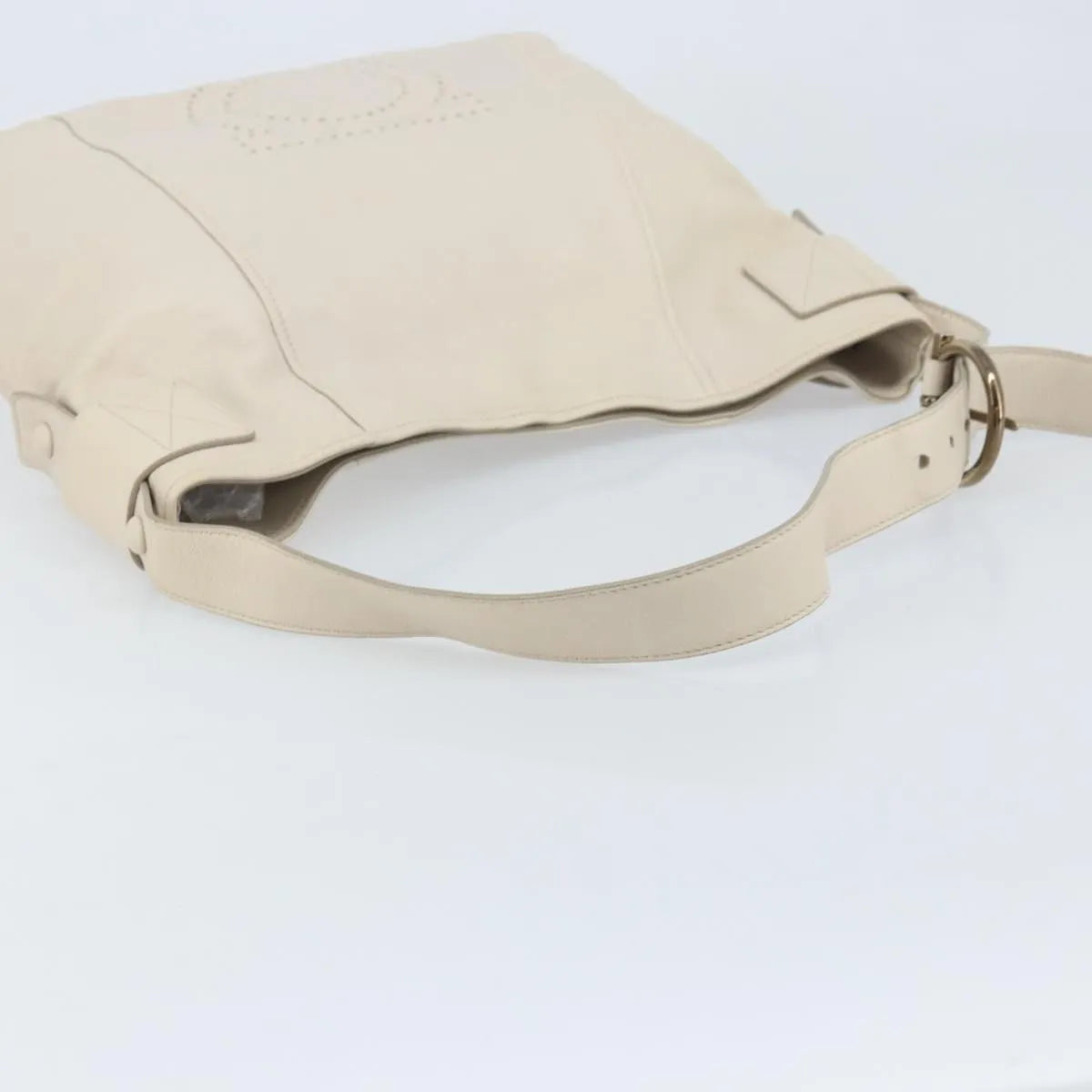 Salvatore Ferragamo Vintage Gancini Hobo Leather, White, Leather, Shoulder Bag