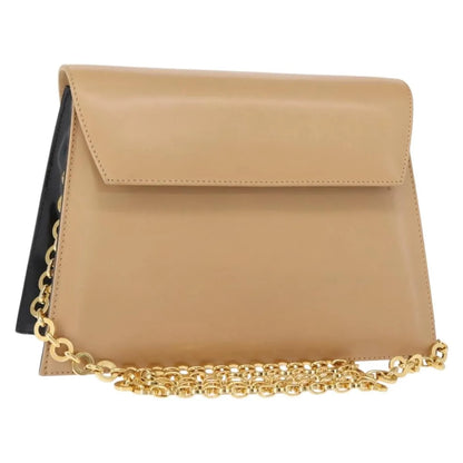 Salvatore Ferragamo Vintage Flap Leather, Beige, Leather, Shoulder Bag