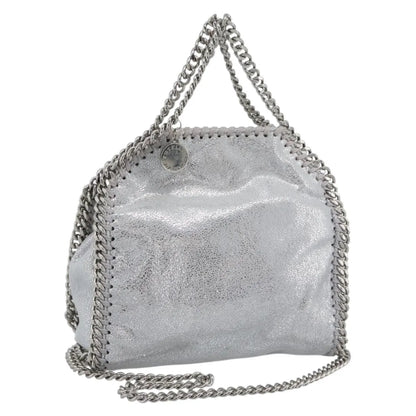 Stella McCartney Falabella Fold Over Faux Leather, Silver, Polyester, Shoulder Bag
