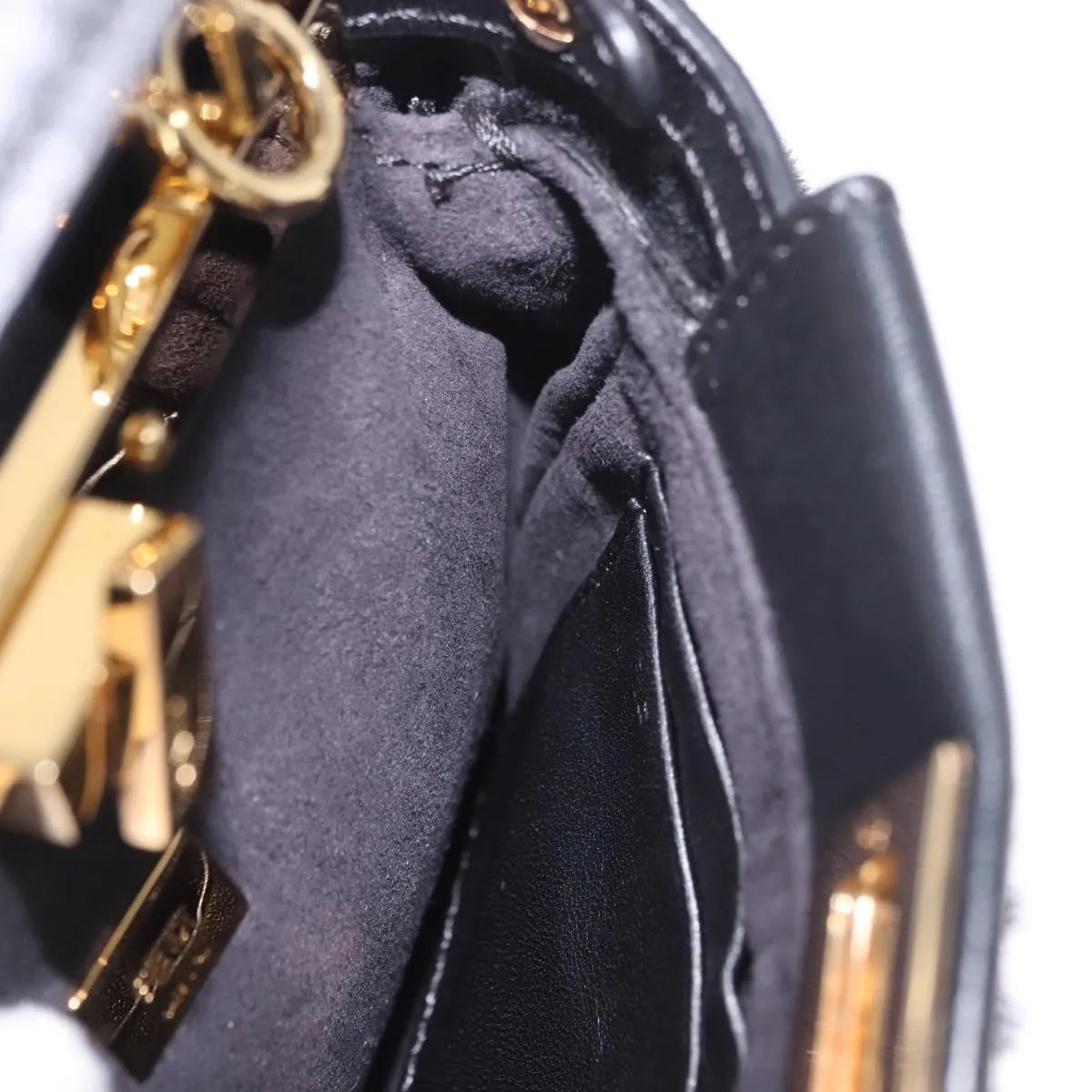 Fendi Peekaboo Fur, Black, Fur, Handbag