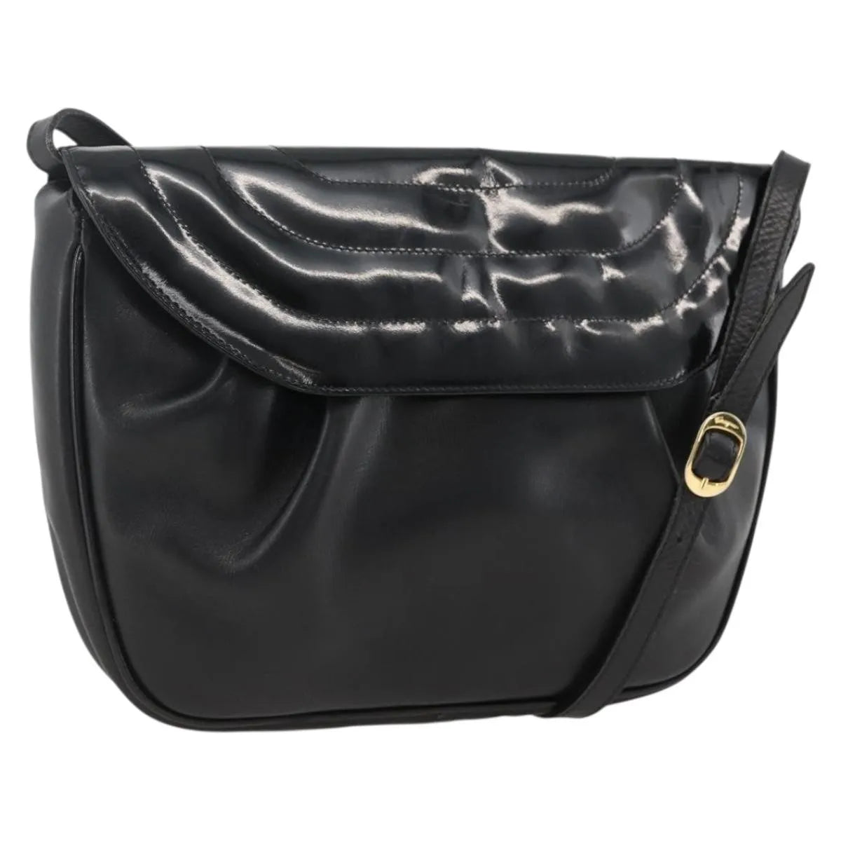 Salvatore Ferragamo Flap Shoulder Patent leather, Black, Patent Leather, Shoulder Bag