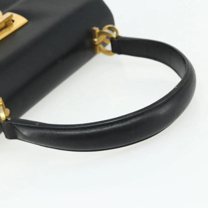 Salvatore Ferragamo Gancini Leather, Black, Leather, Handbag