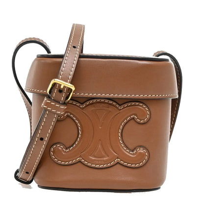 Celine Cuir Triomphe Box Leather, Brown, Leather, Handbag