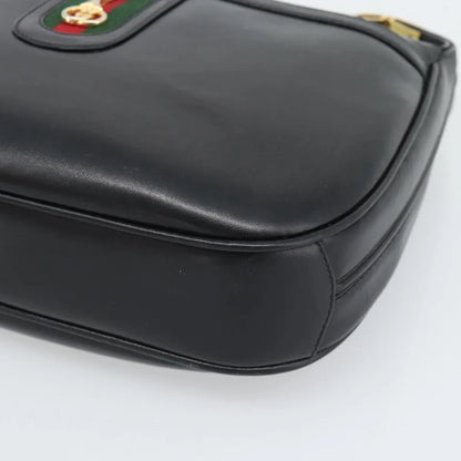 Gucci Vintage Horsebit Leather, Black, Leather, Shoulder Bag