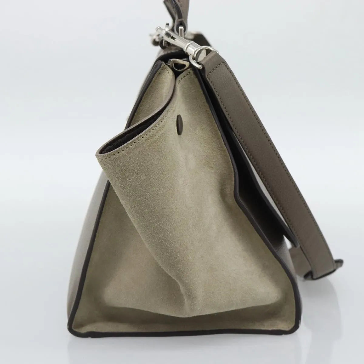 Celine Trapeze Leather with Suede, Gray, Leather, Handbag